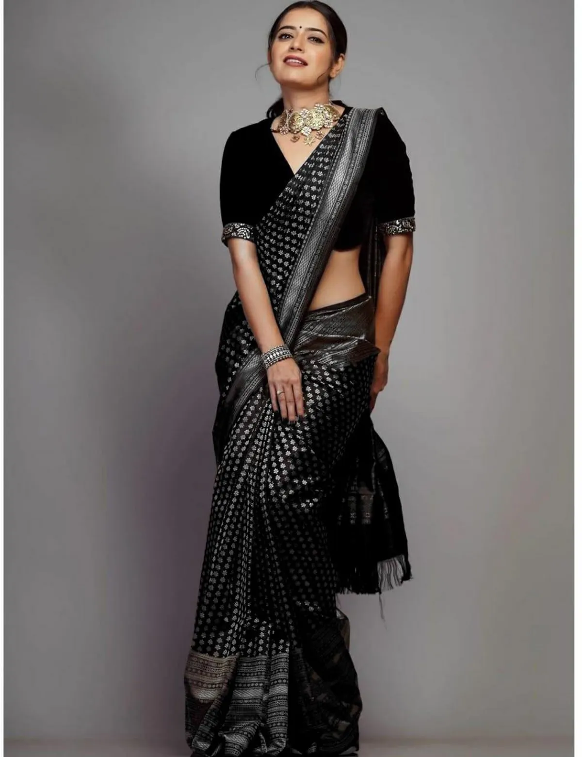 Black Woven Kanjivaram Silk Saree